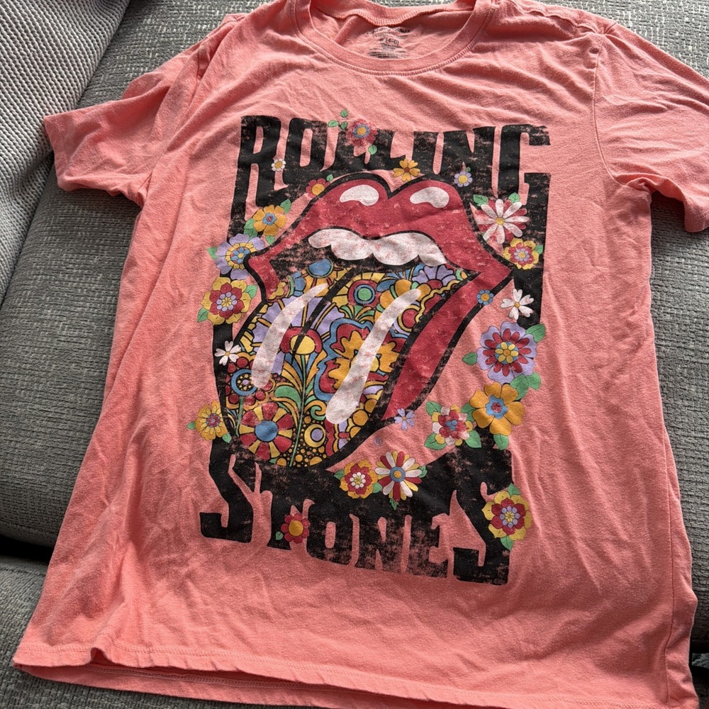 The Rolling Stones Shirts Women's Sz Small Pink Short Sleeve Crew Neck Oversized